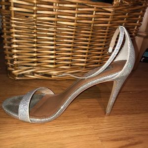 Steve Madden silver glitter heels